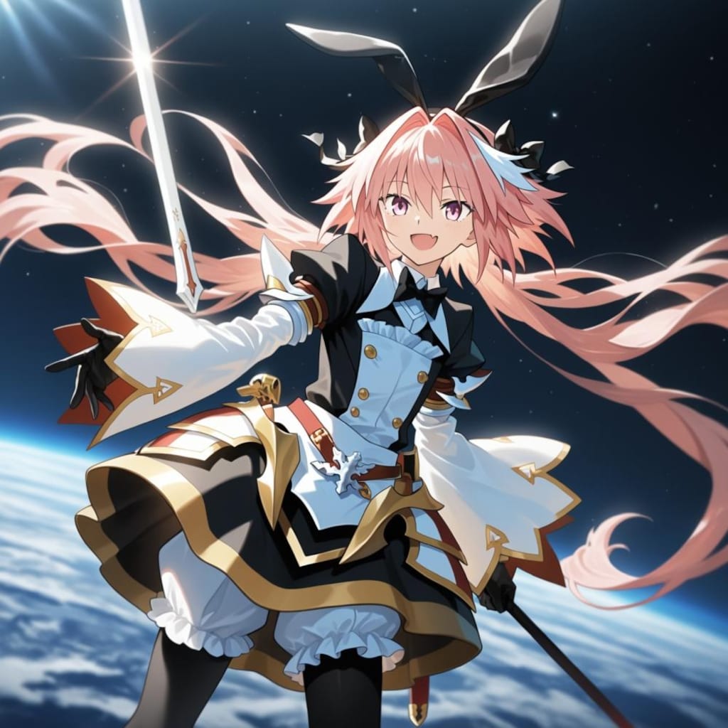 アニメCG風、月の少年コスプレ