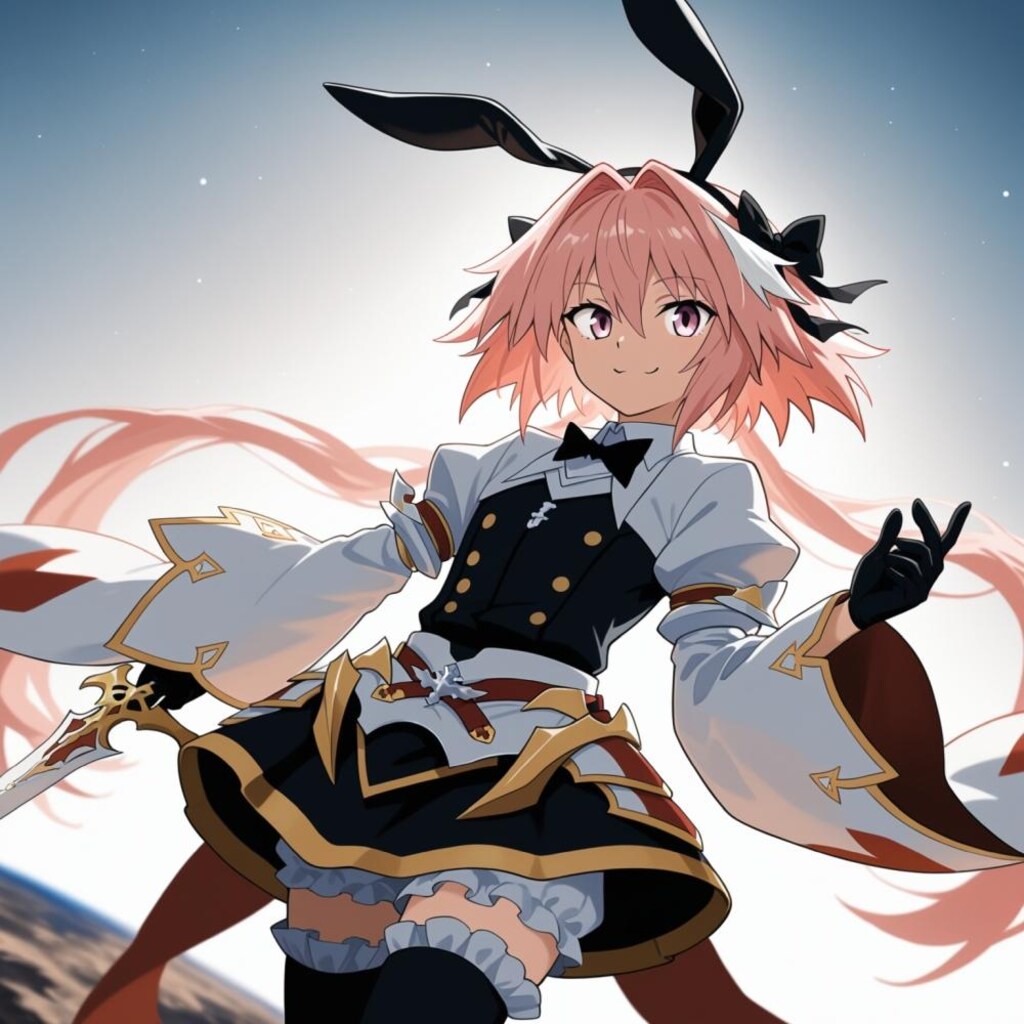 アニメCG風、月の少年コスプレ