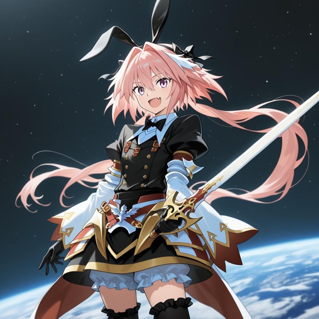 アニメCG風、月の少年コスプレ