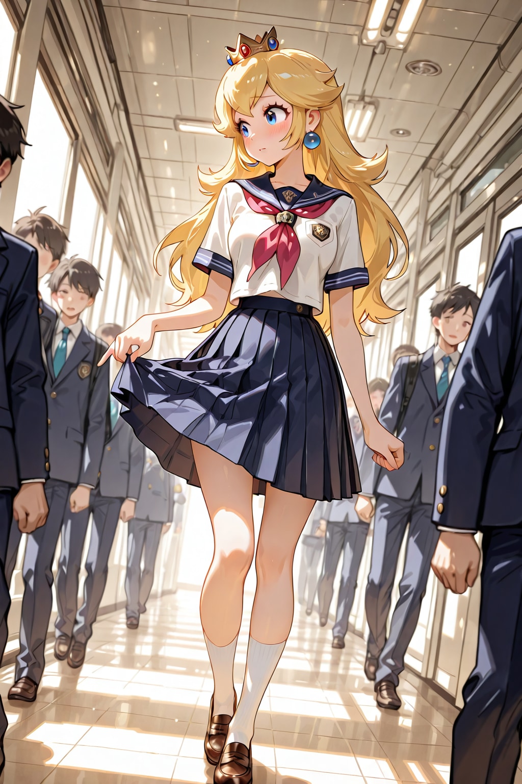 廊下と学校とスカート