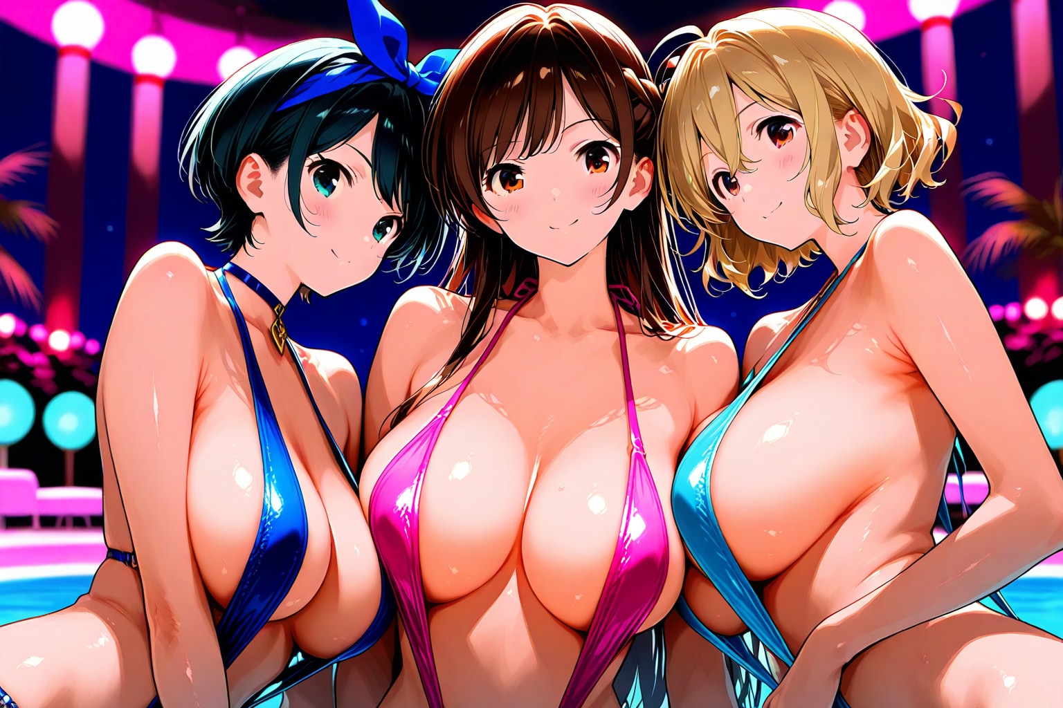 かのかり3人娘の誘惑ナイトプール👙🌃😍