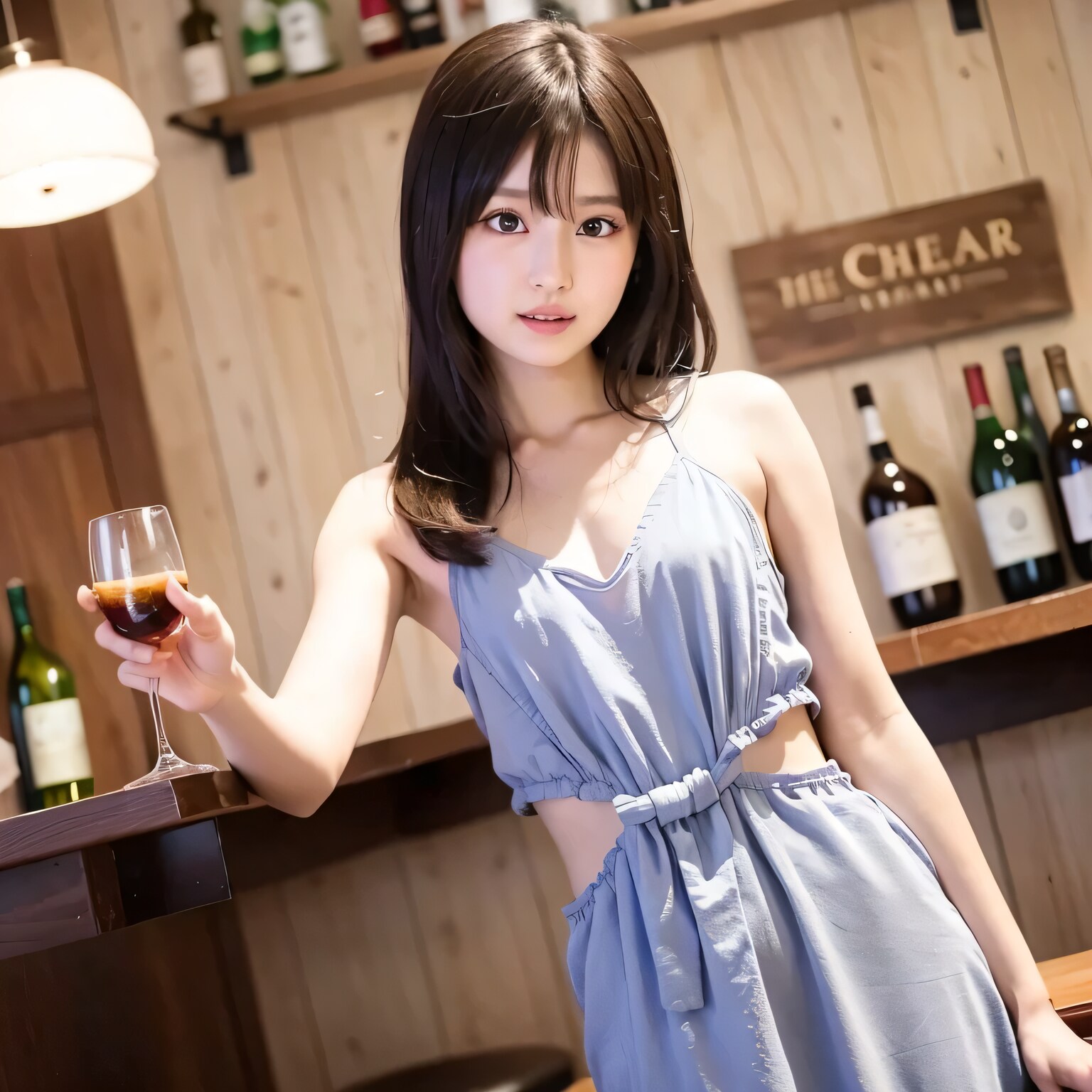 黒髪ロングで酒場の美女３８ | の人気AIイラスト・グラビア