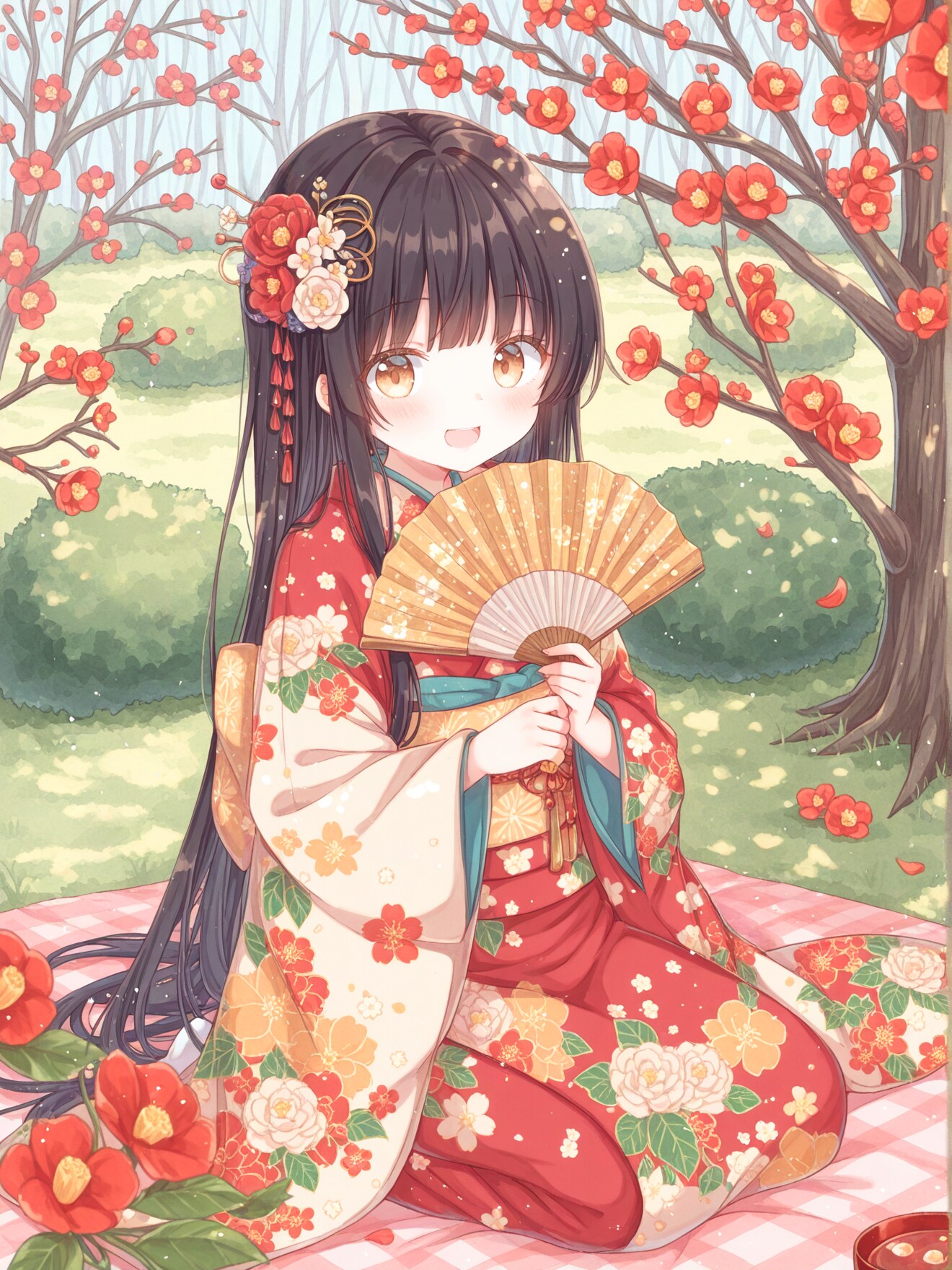 大和撫子と艶やかな紅梅の華