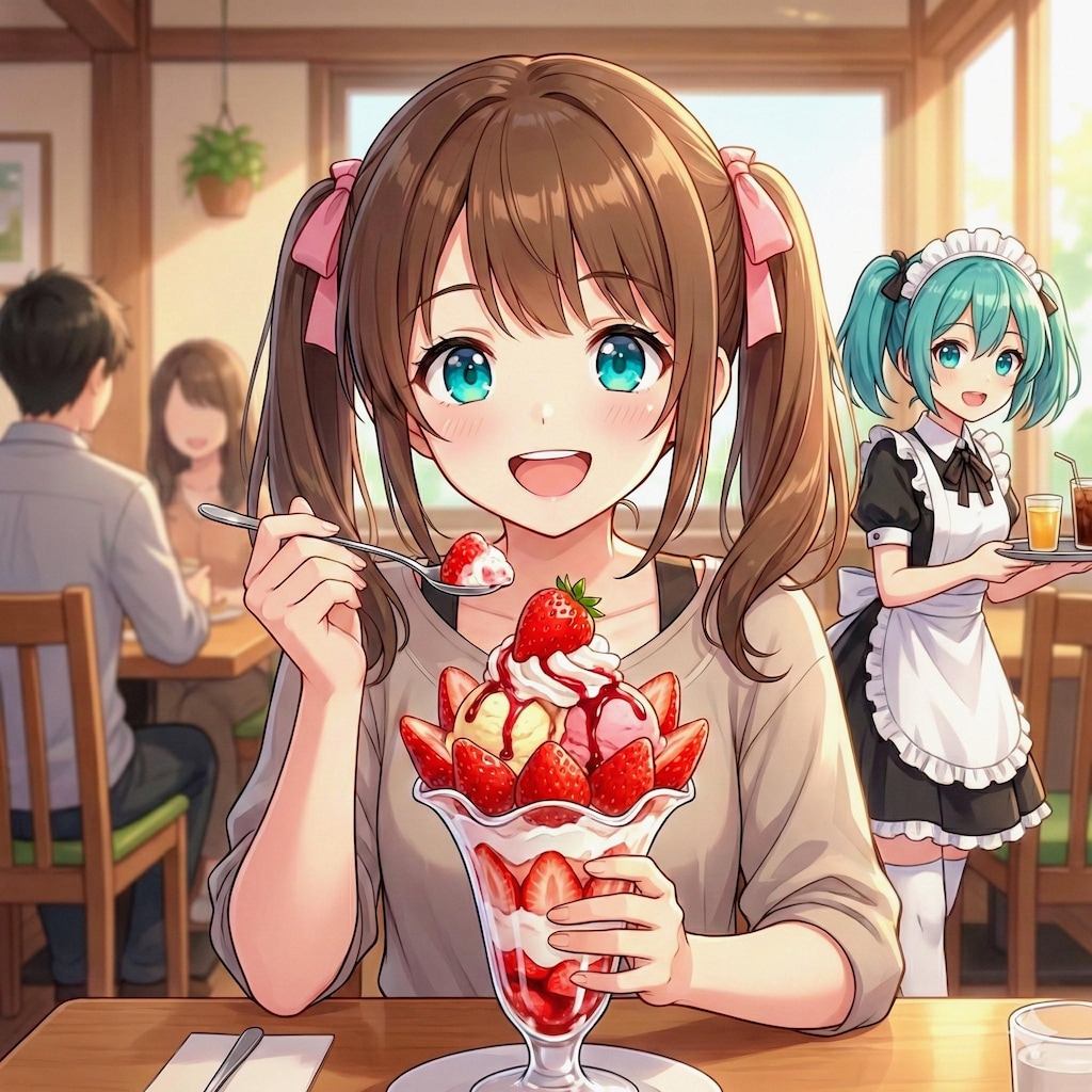 苺パフェを食べている はるかさん🍓