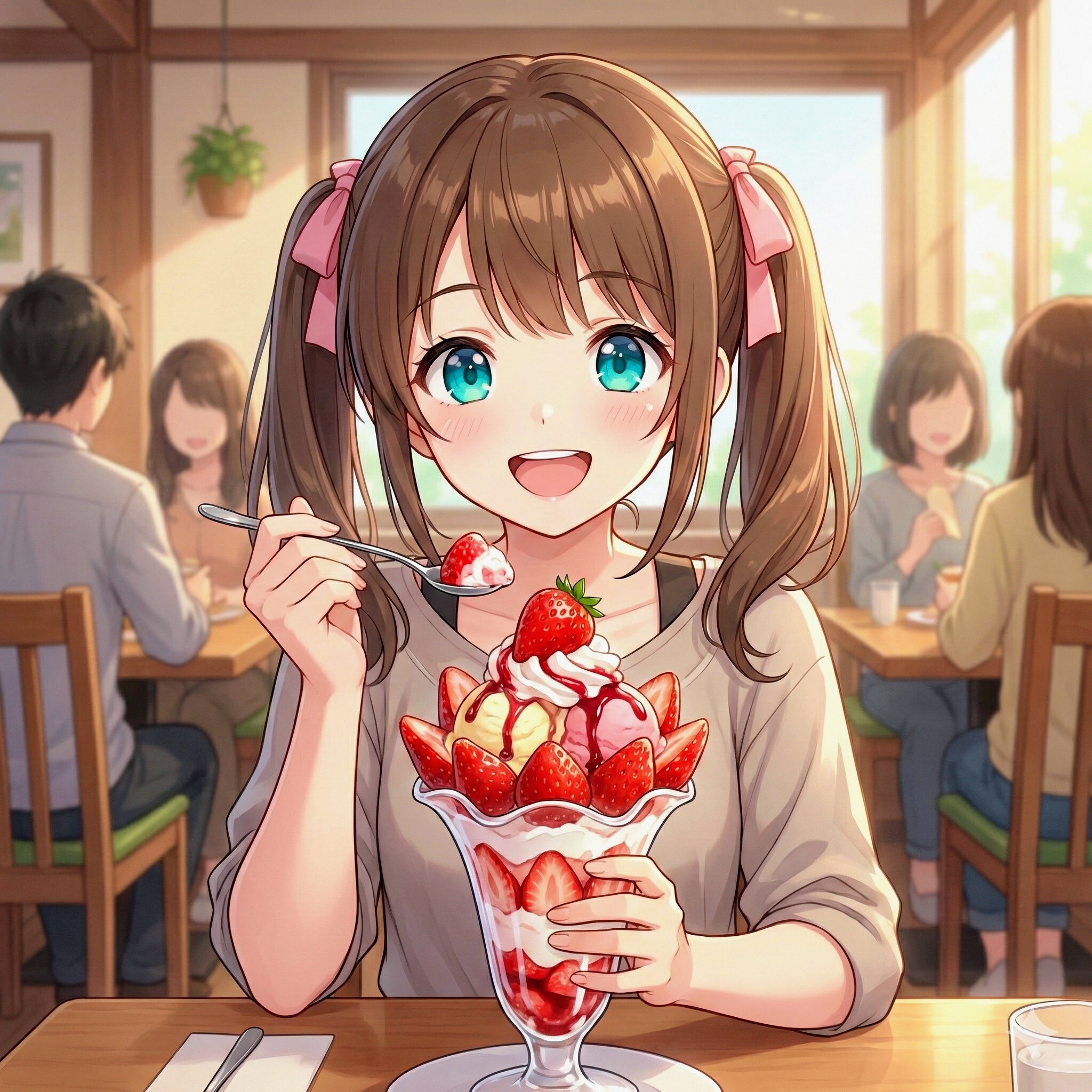 苺パフェを食べている はるかさん🍓 | の人気AIイラスト・グラビア