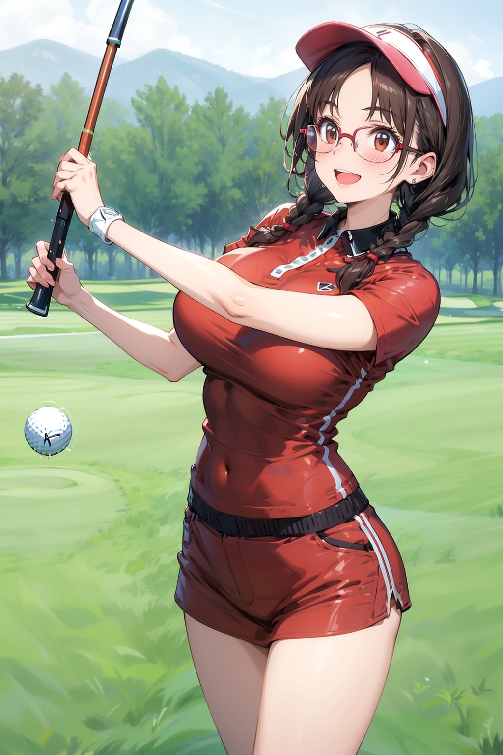 しおりさん、ゴルフコース初体験で大会参加