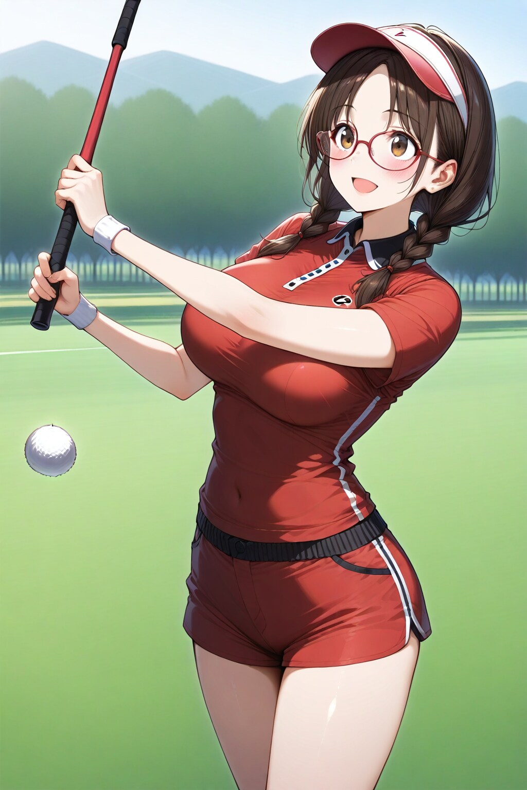 しおりさん、ゴルフコース初体験で大会参加