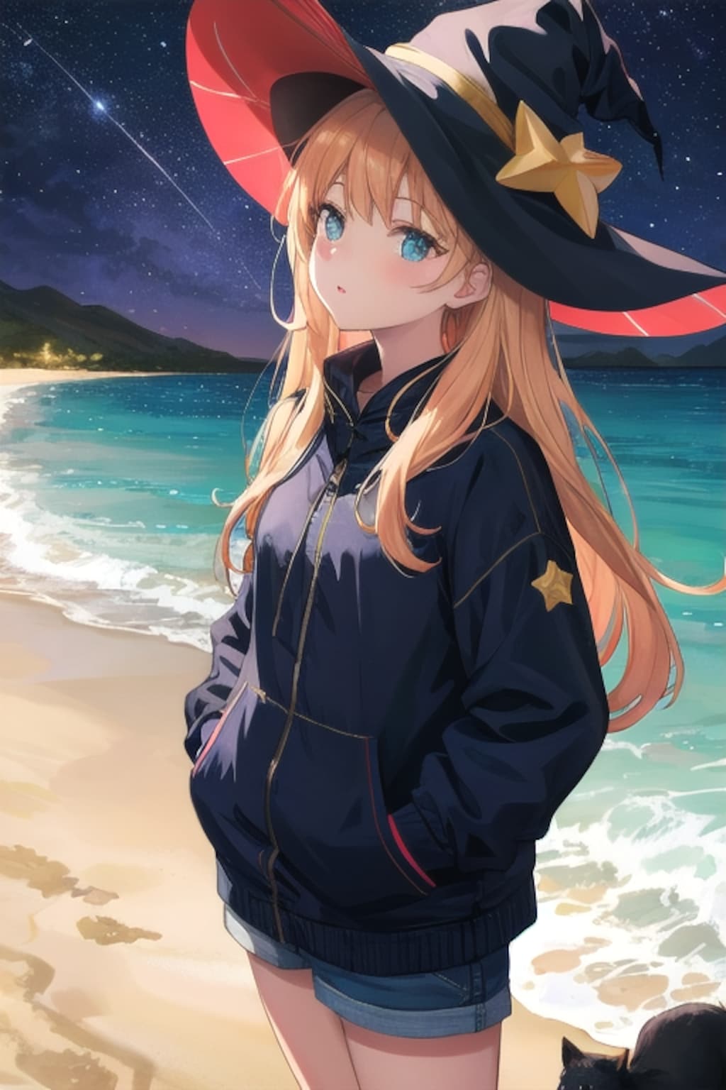 砂浜の魔女と星空