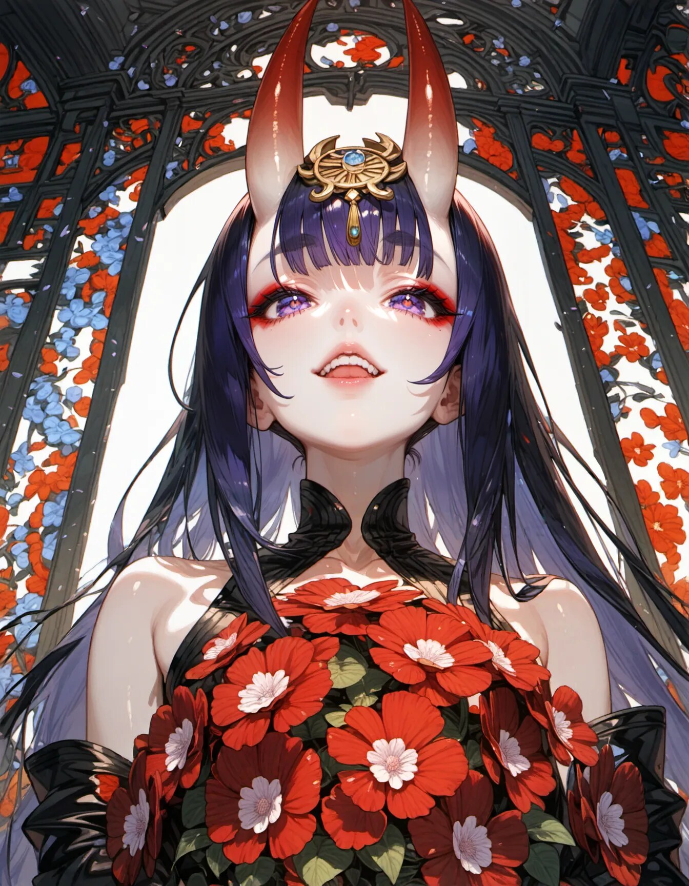 Crimson Bloom Beneath the Iron Cathedral | の人気AIイラスト・グラビア