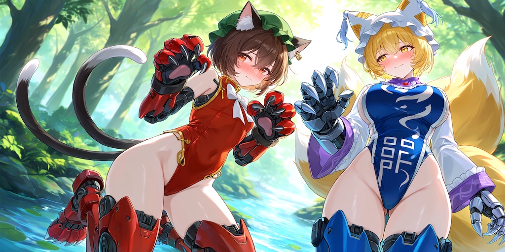 八雲藍と橙のアンドロイド生命体化ビーストモードお披露目会を恥ずかしそうにやっている二人ｗ