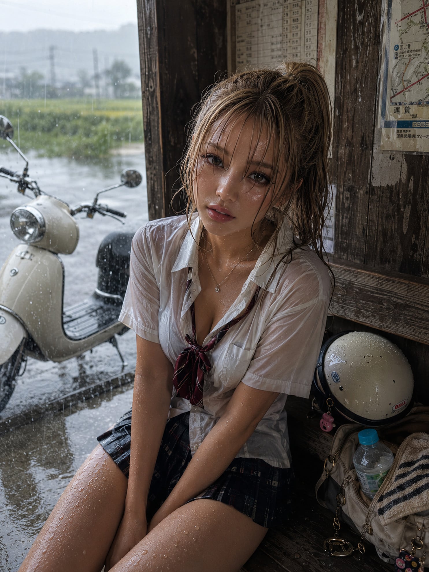 【バイクと女の子】雨宿り～ギャル校生版～(煩悩主催企画「バイクと女の子」エントリー作品)