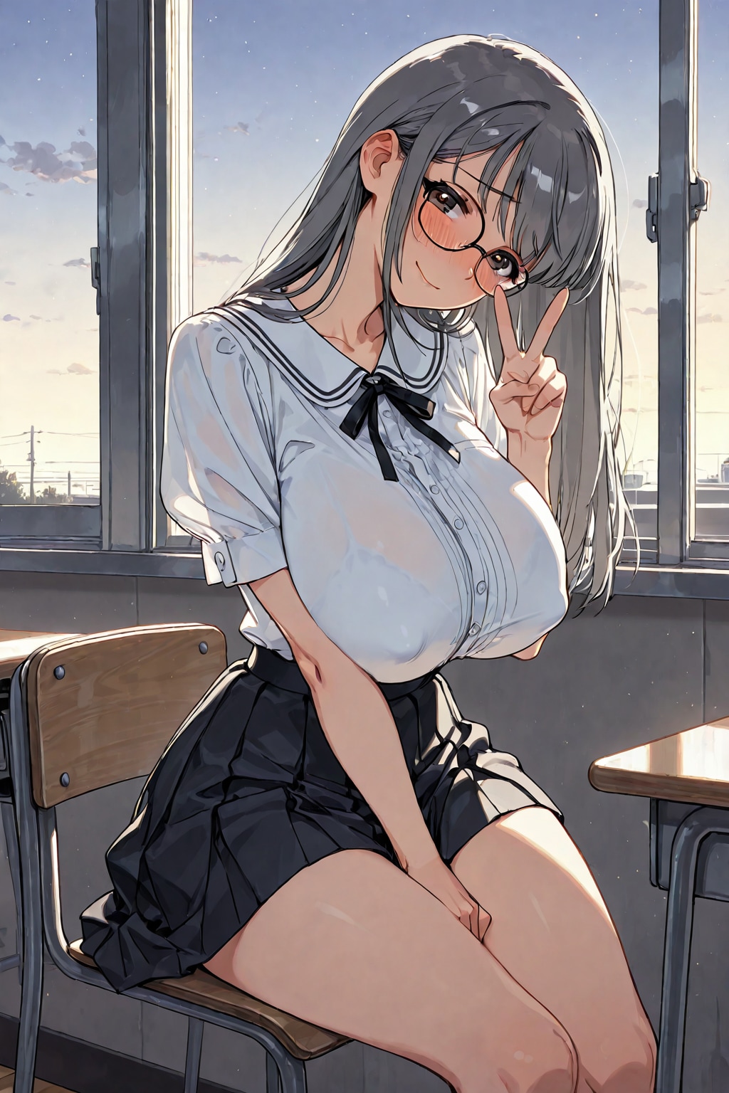 こ、こう？　いえーい😳💦
