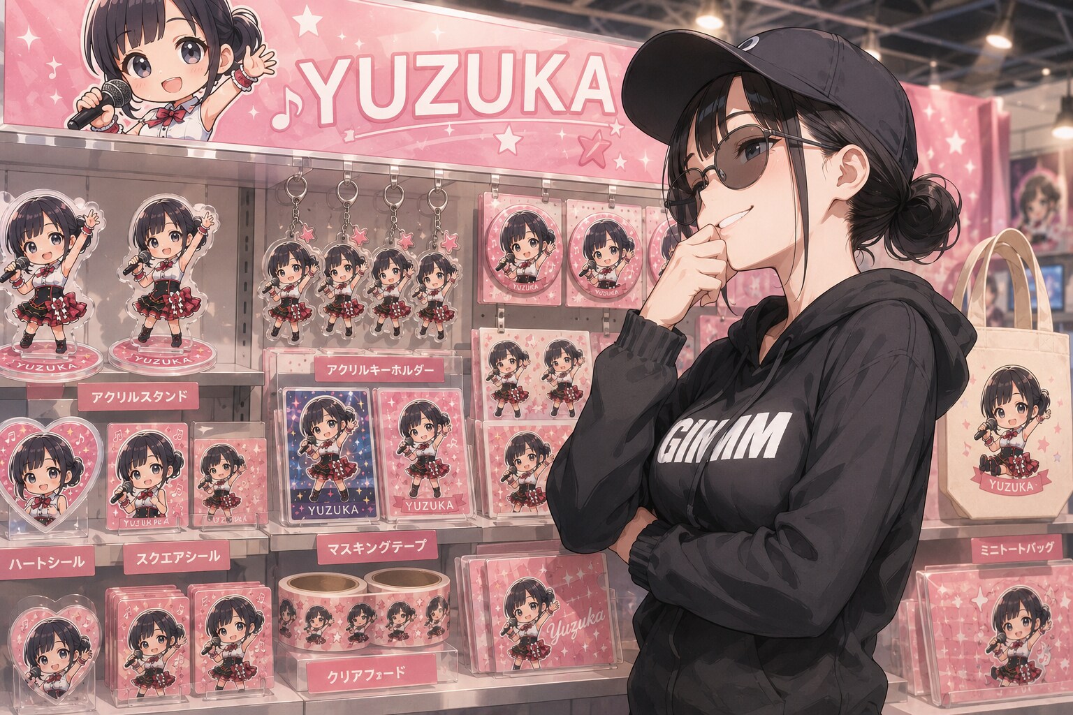 遂に自分のグッズ展開が始まりほくそ笑む佐藤さん