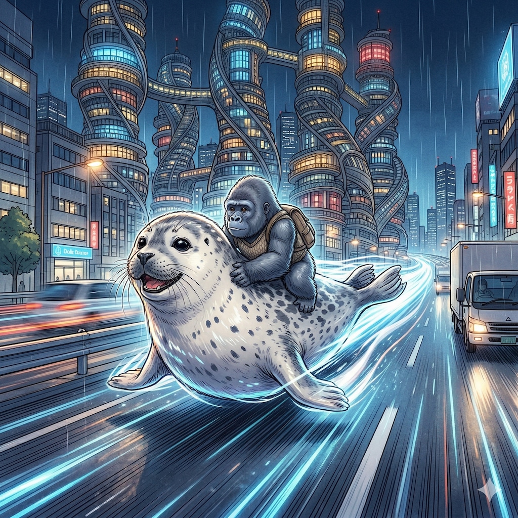 高速道路疾走アザラシに乗るセンチメンタルゴリラ～くねくねタワマンを添えて～