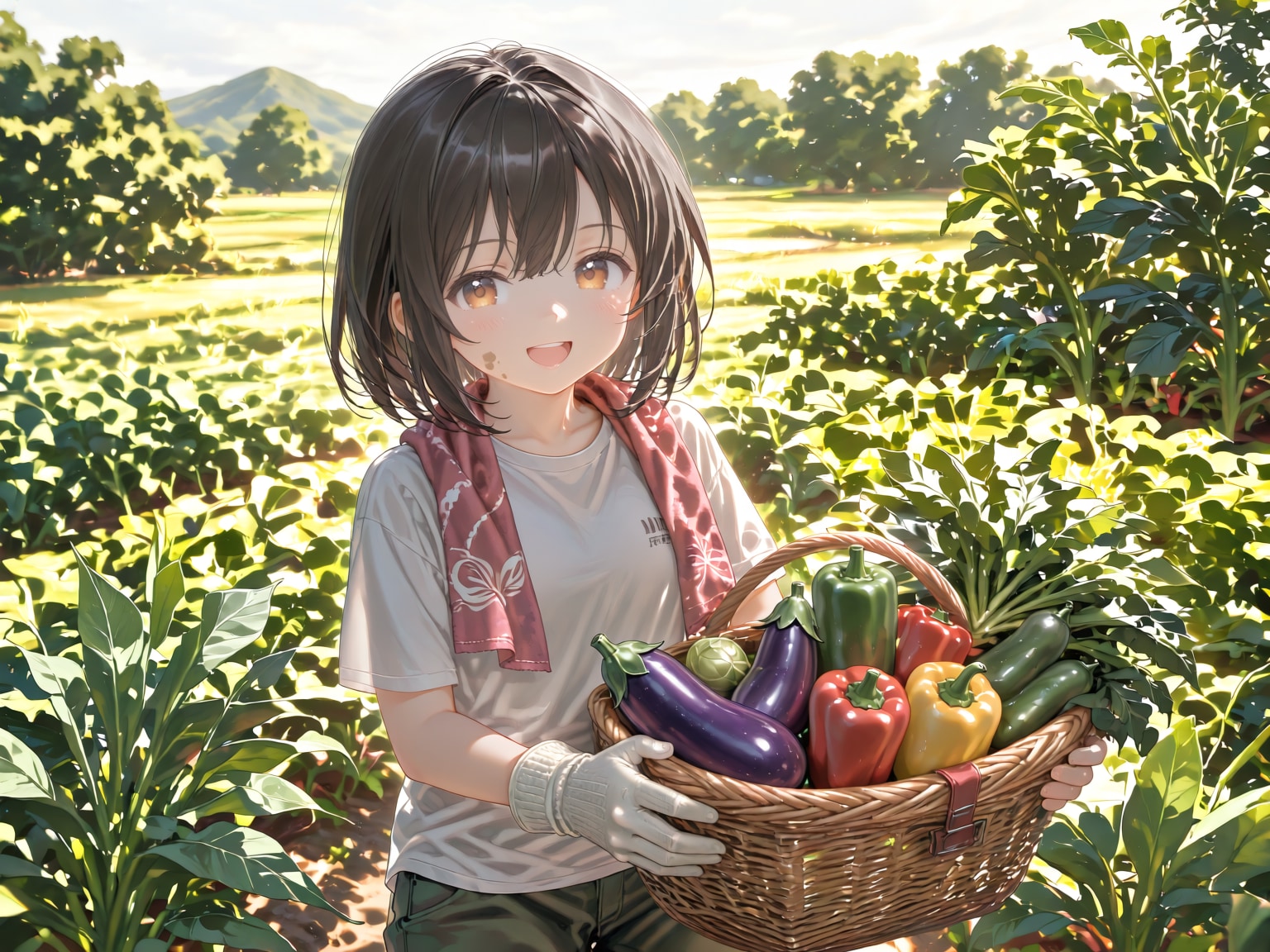 今年最後の夏野菜を収穫するおんなのこ | の人気AIイラスト・グラビア