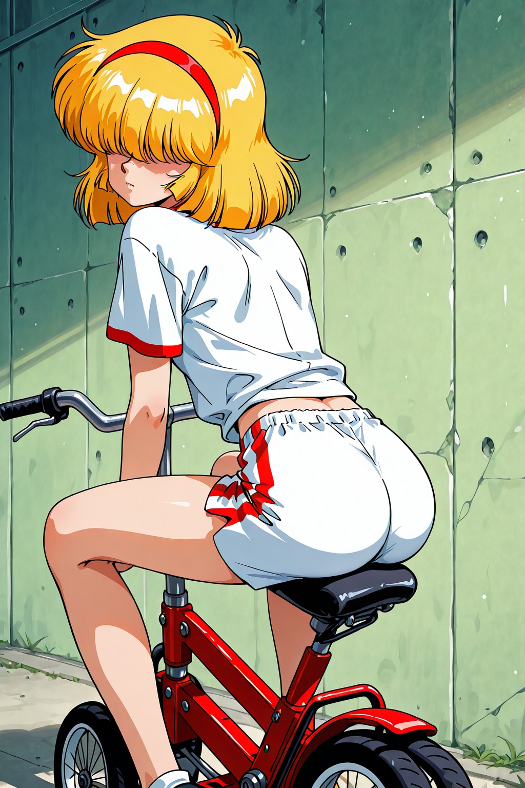 自転車に座る_