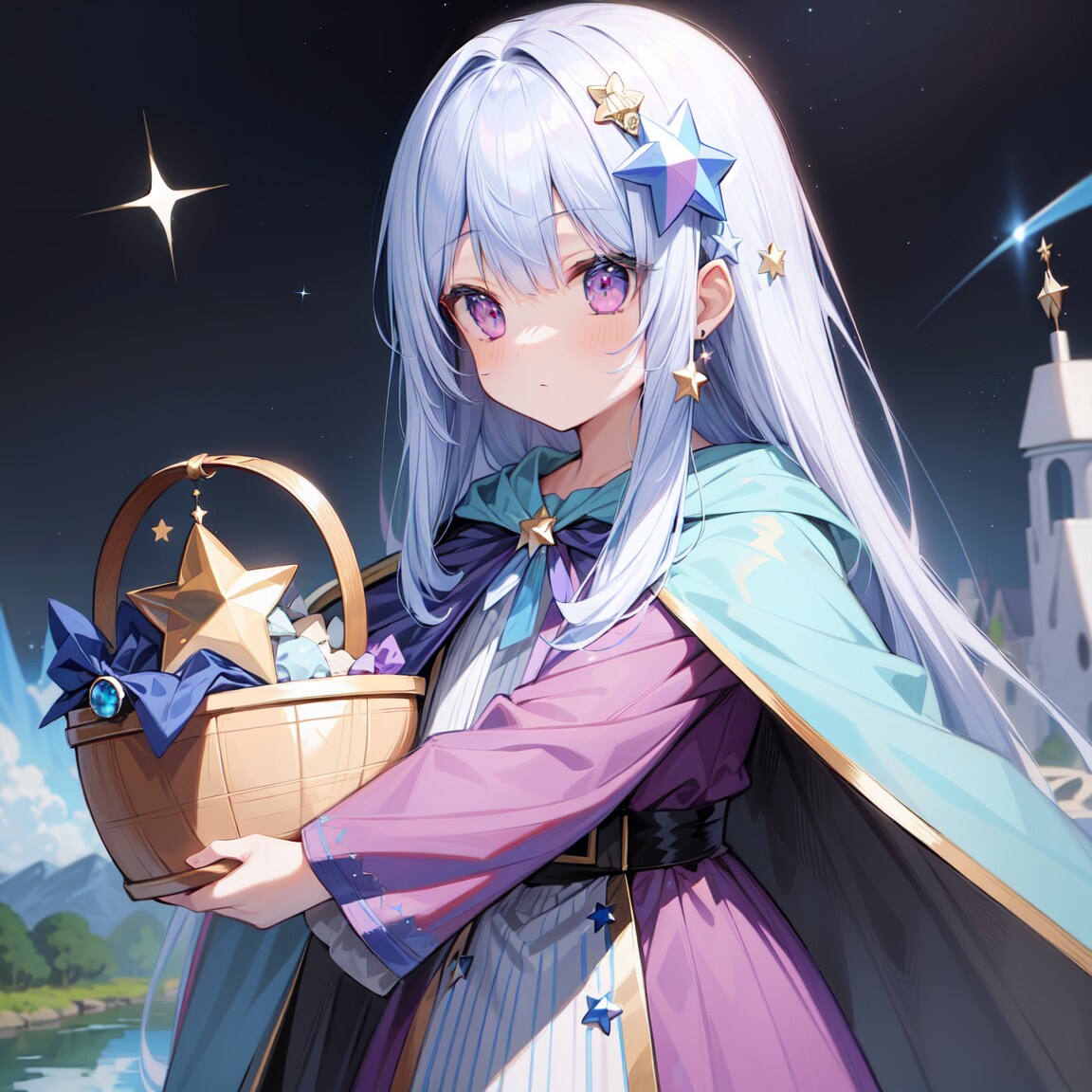 星や色々収穫した女の子