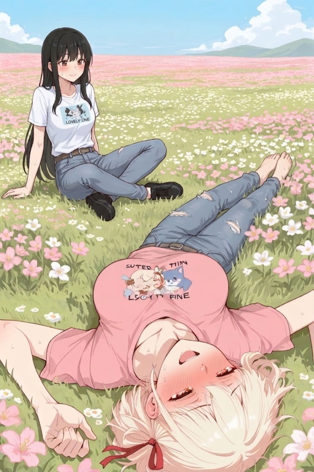 花畑の二人