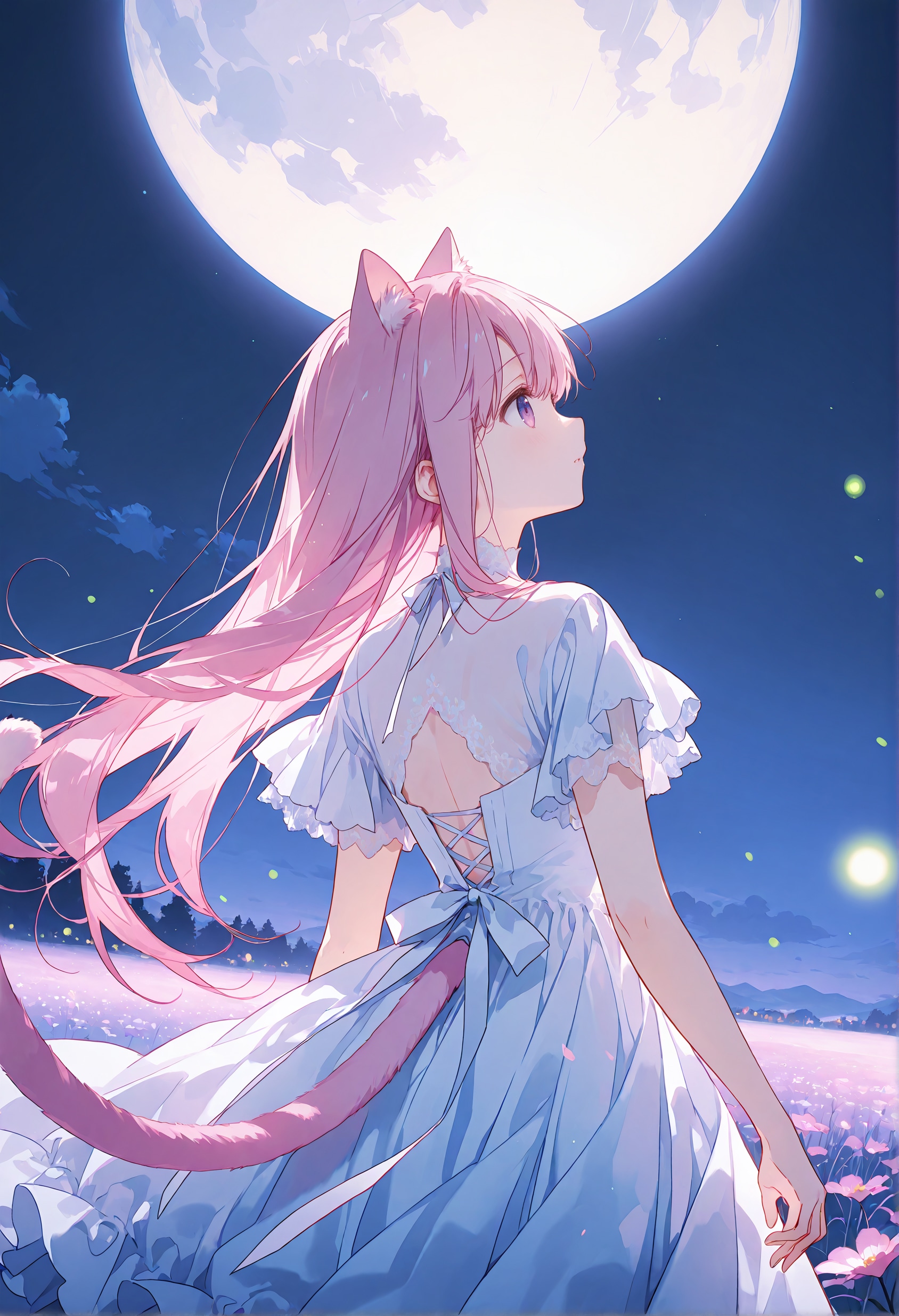 月下の猫耳少女