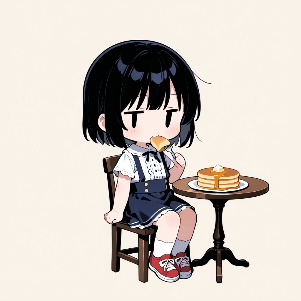 パンケーキを食べる