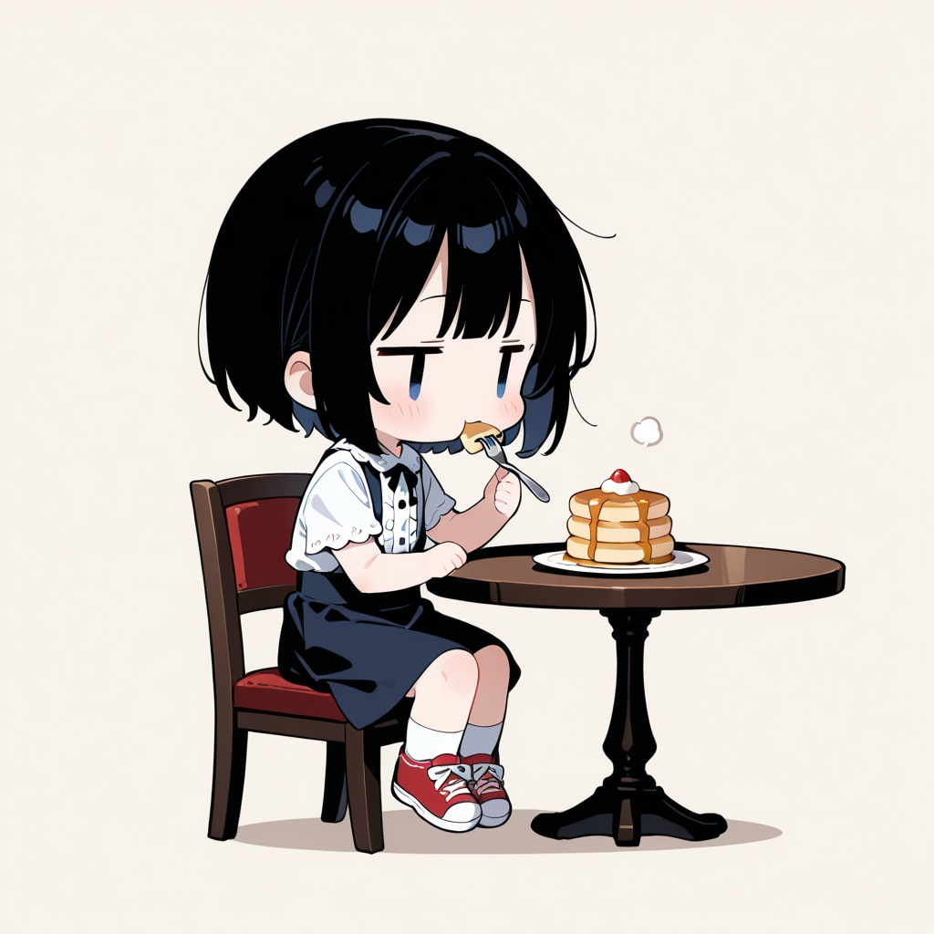 パンケーキを食べる