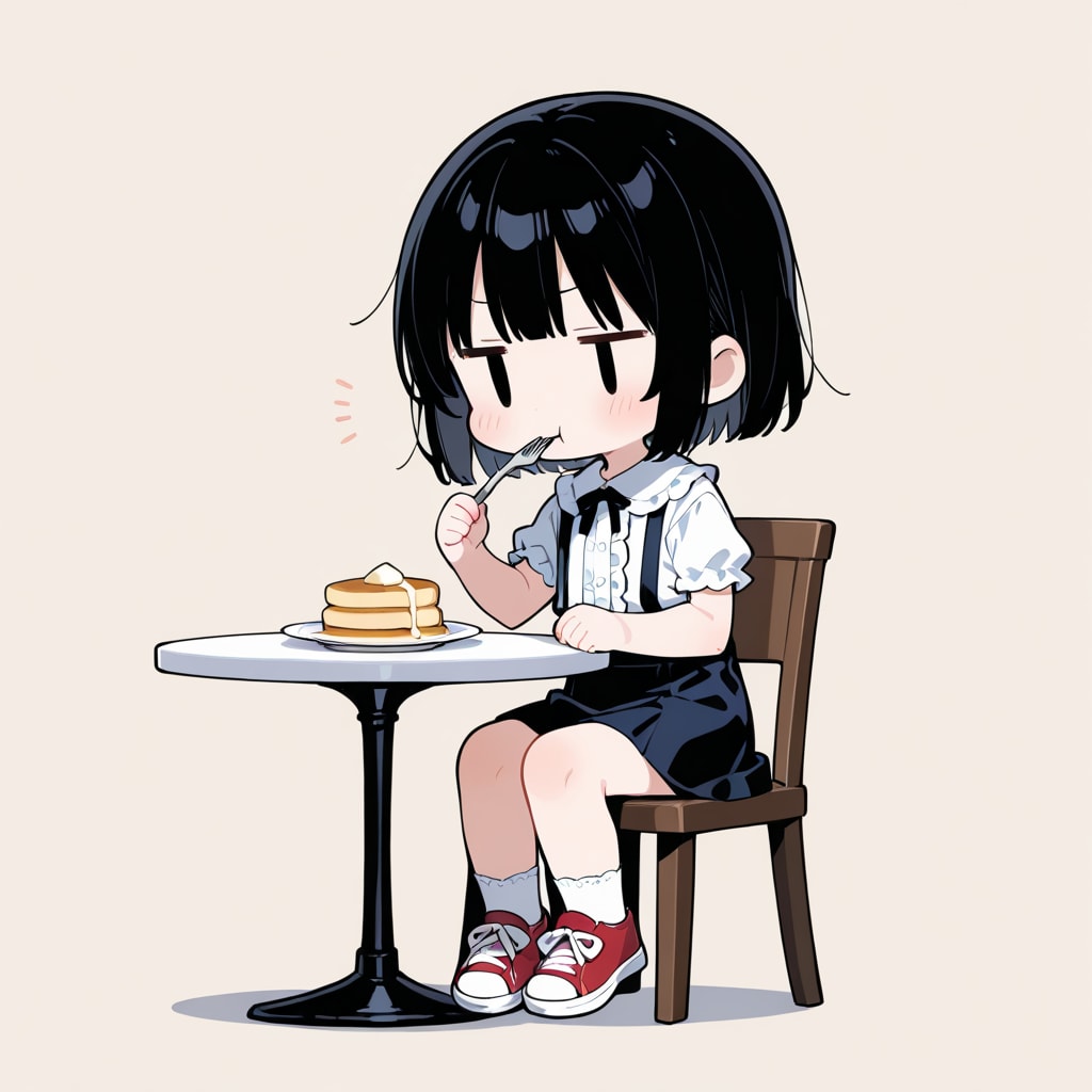 パンケーキを食べる