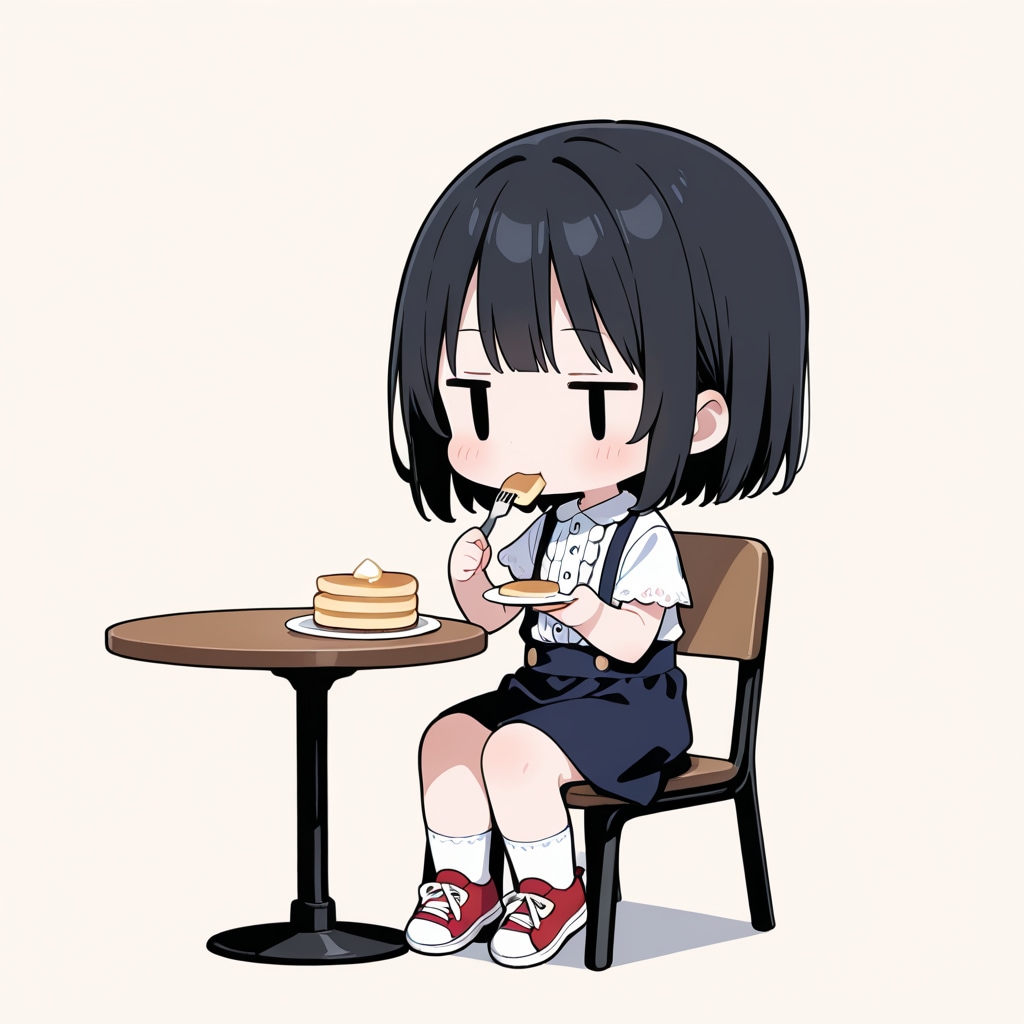 パンケーキを食べる