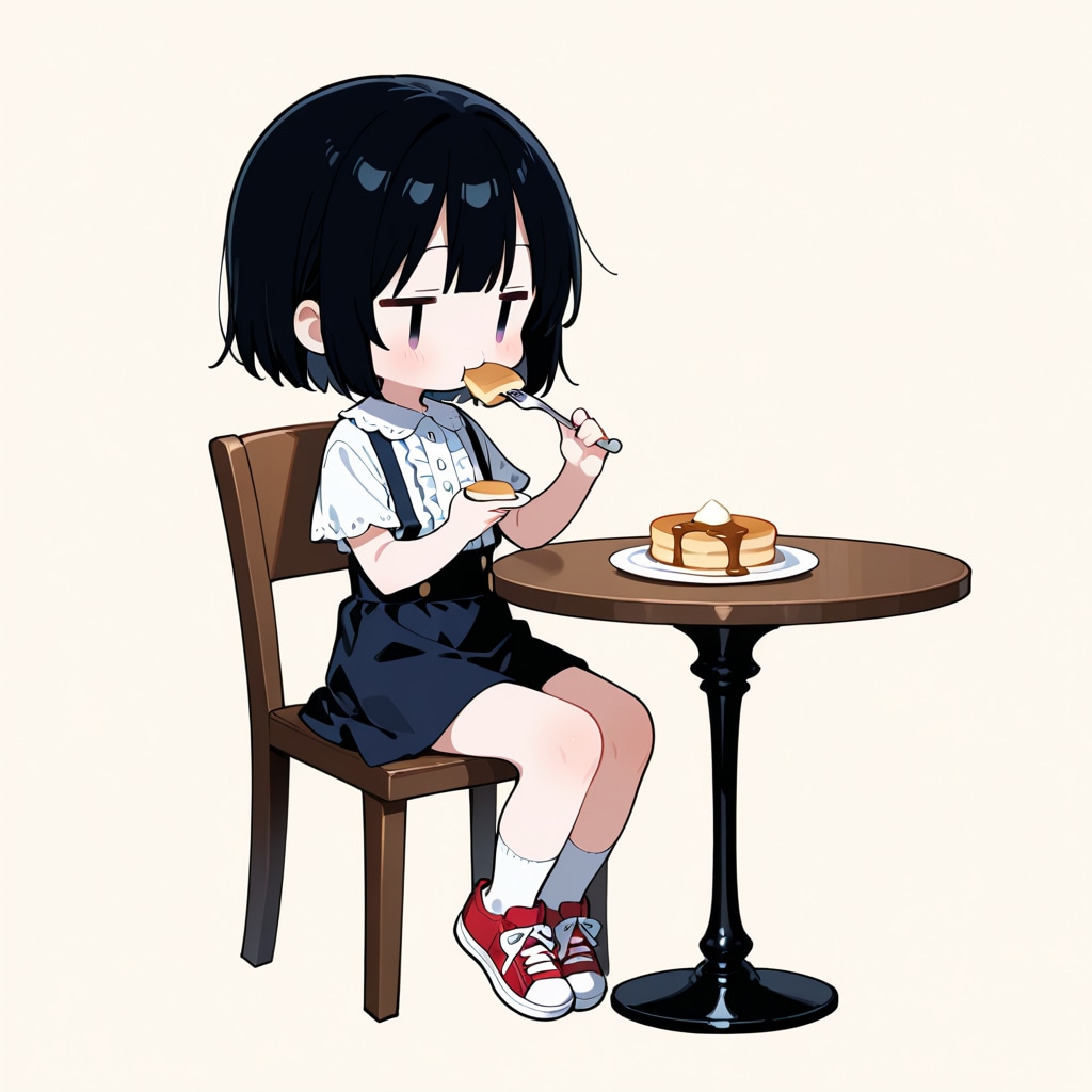パンケーキを食べる