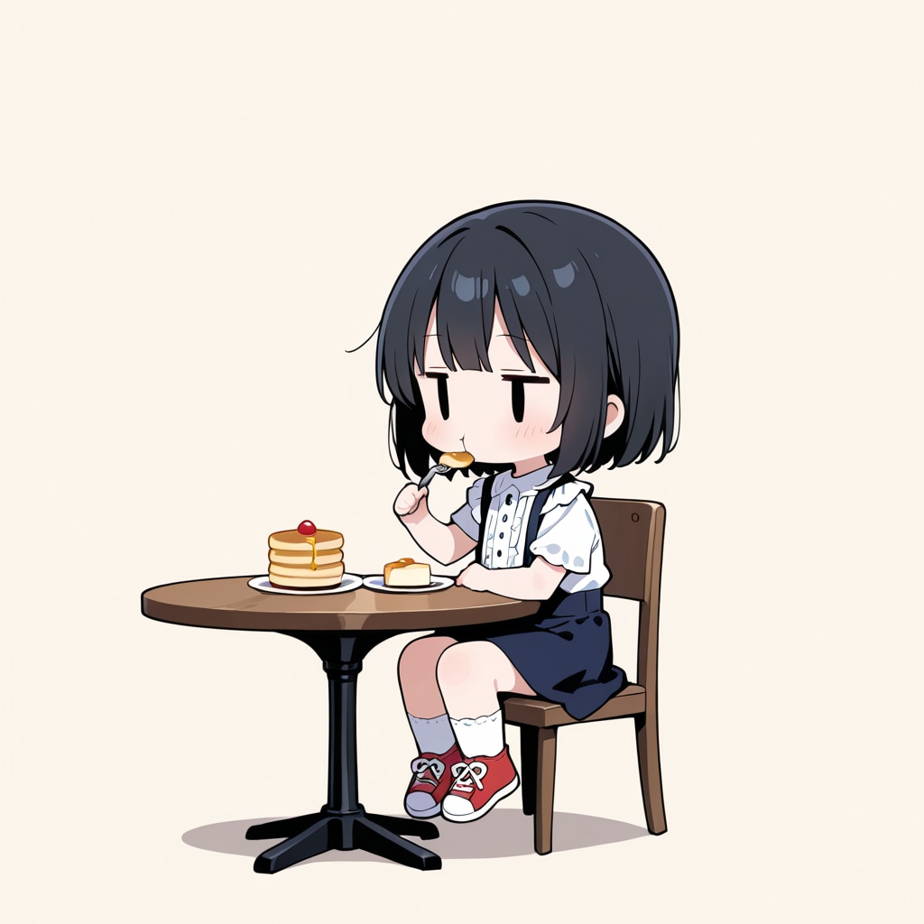 パンケーキを食べる