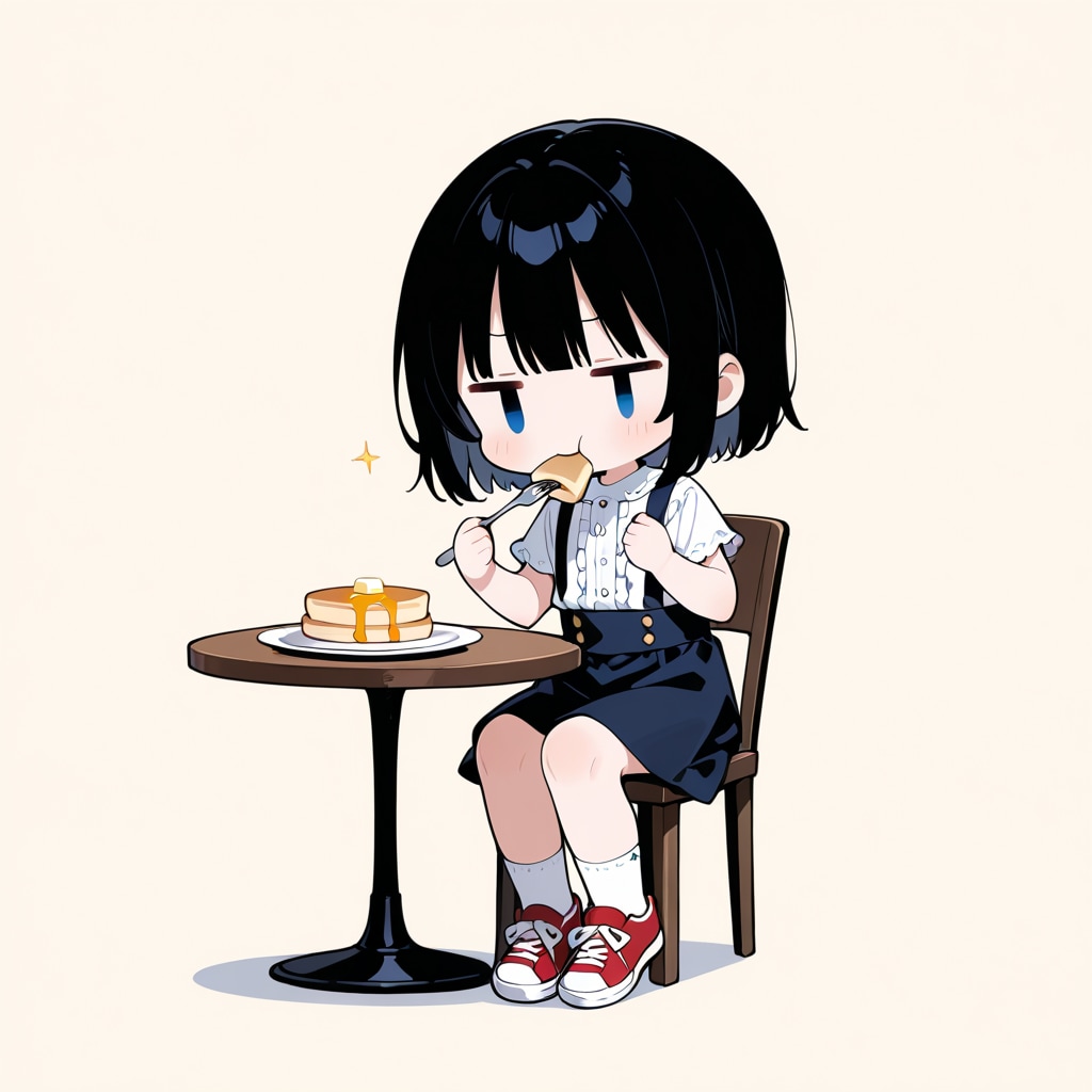 パンケーキを食べる