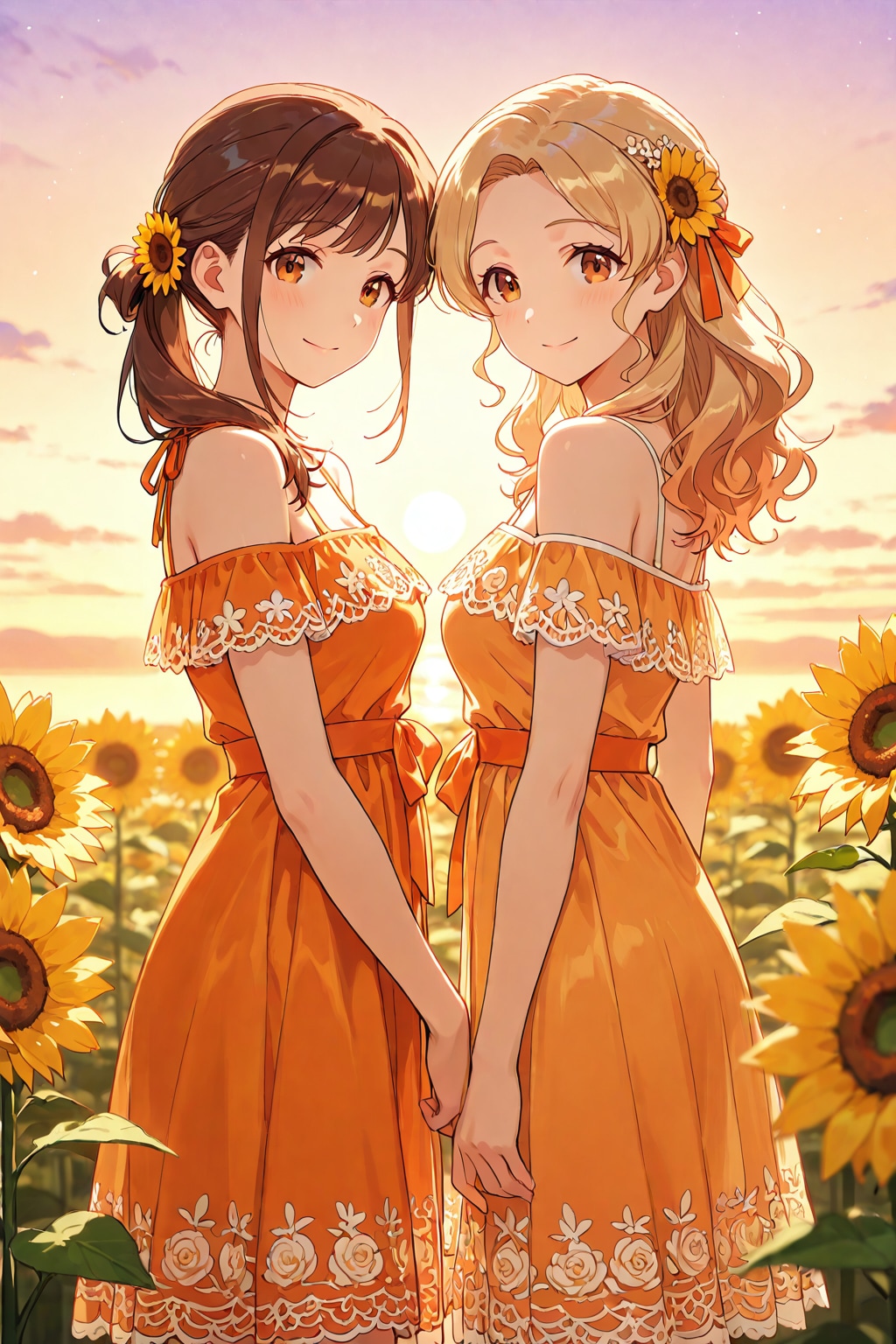 夕暮れの向日葵