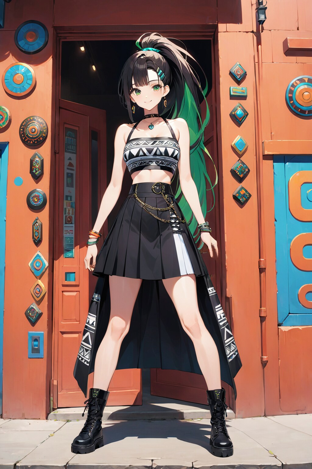 アズテック柄のクロップトップ | の人気AIイラスト・グラビア