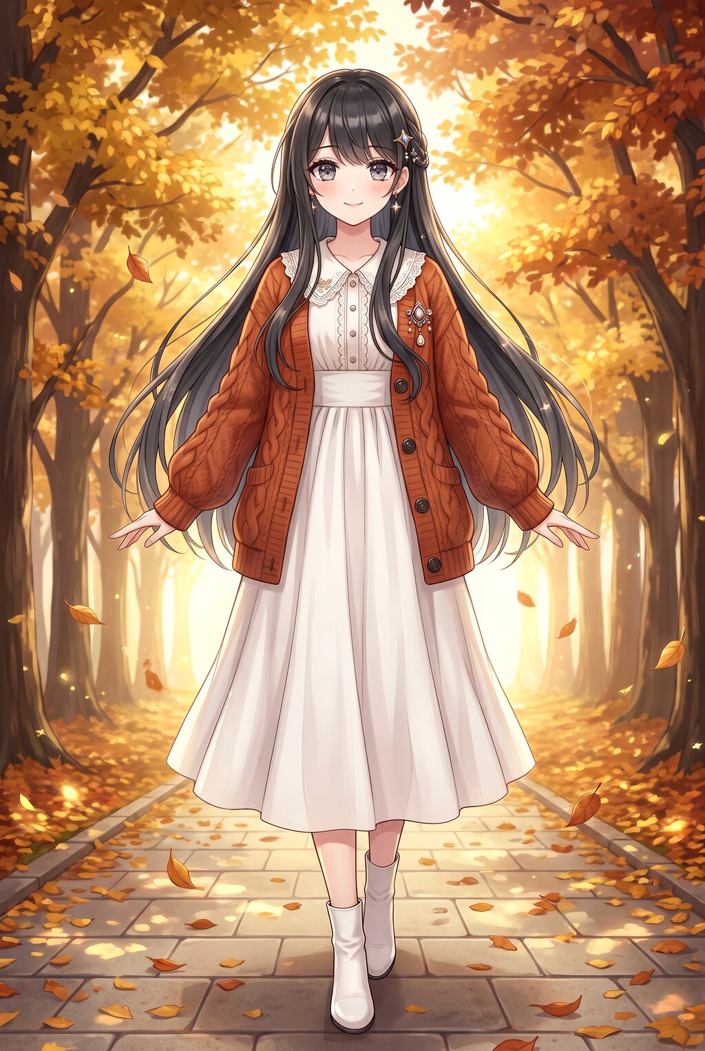 秋暉遊歩少女