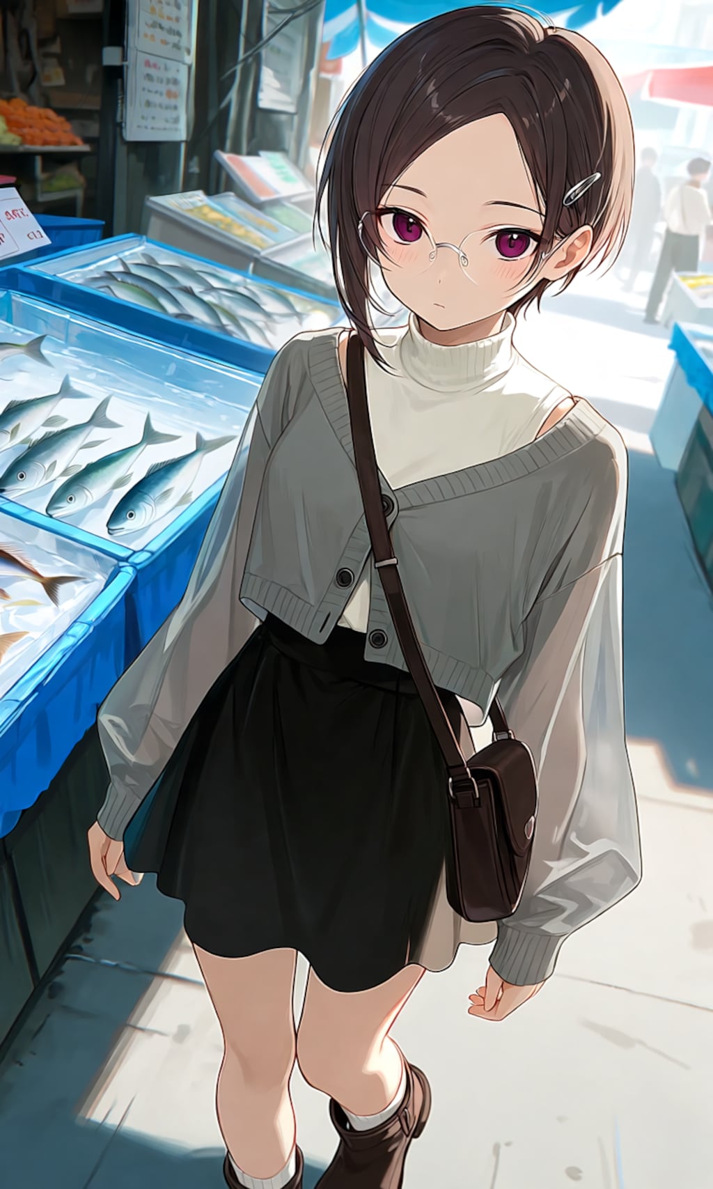 眼鏡っ娘と魚河岸デート