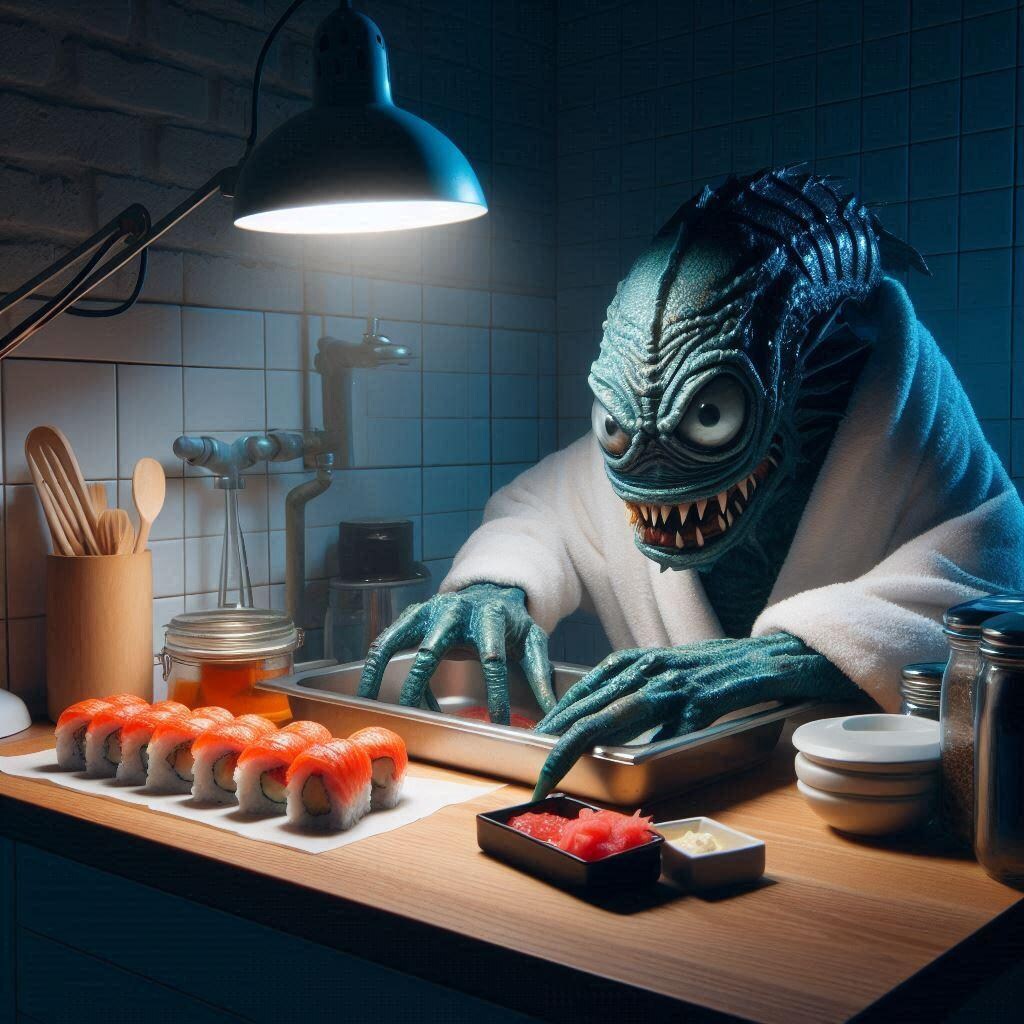 回転寿司店の裏側