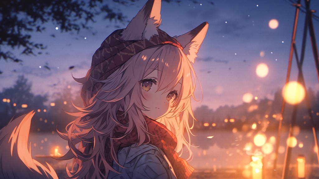 星降る宵に微笑む狐耳の少女
