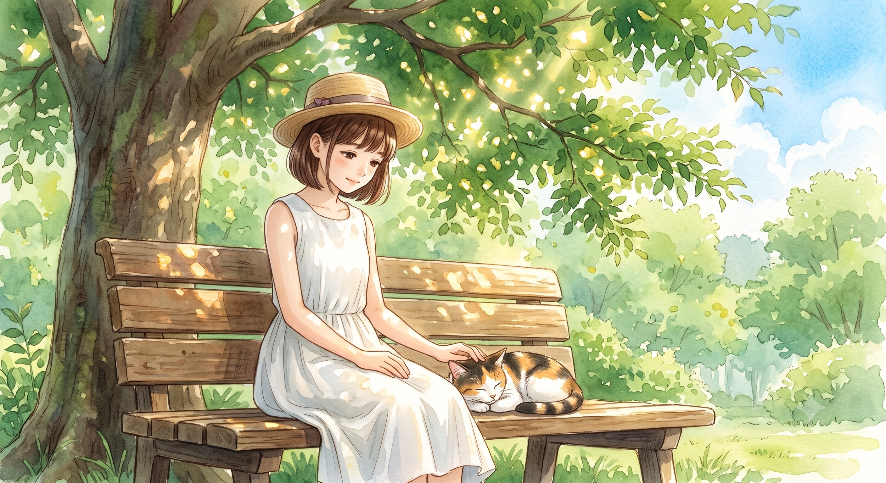 木漏れ日のまどろみ　★実験イラスト（AI併用作品）★