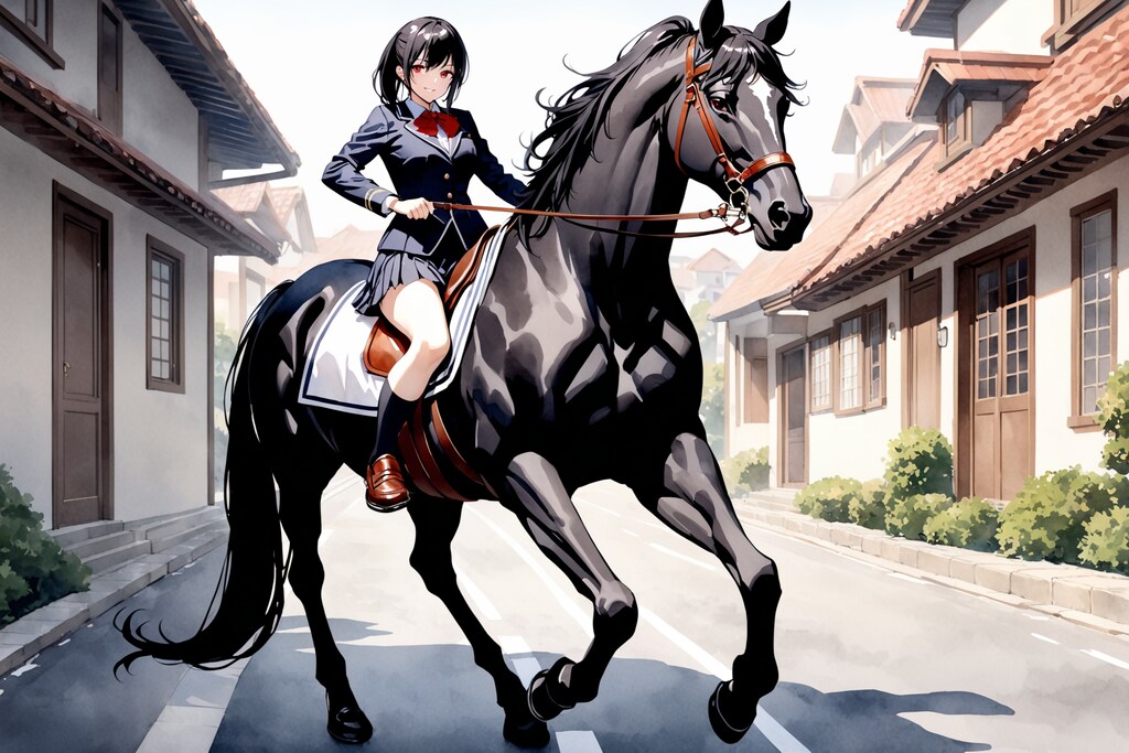 馬での通学風景