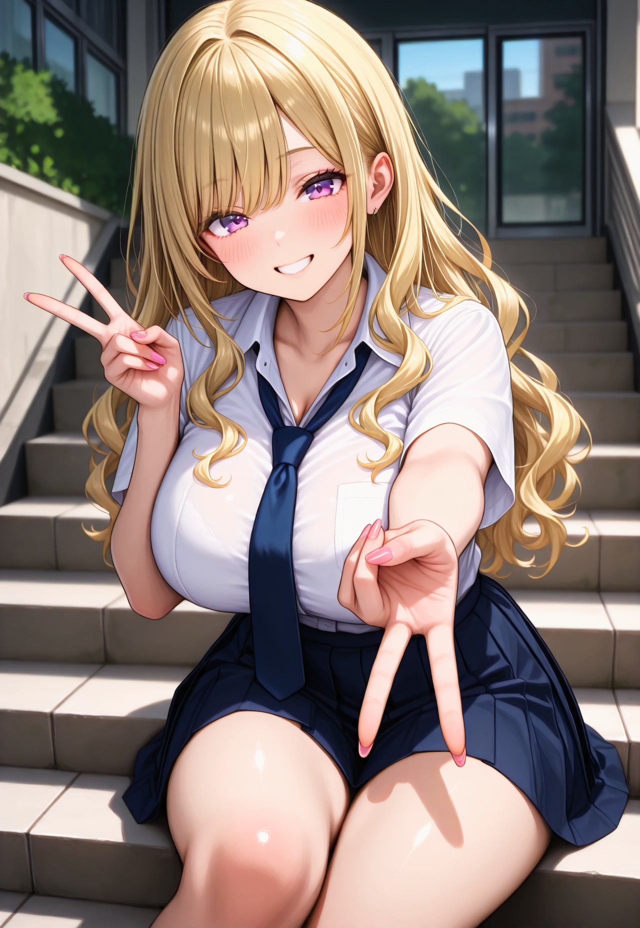 571（階段でピース）