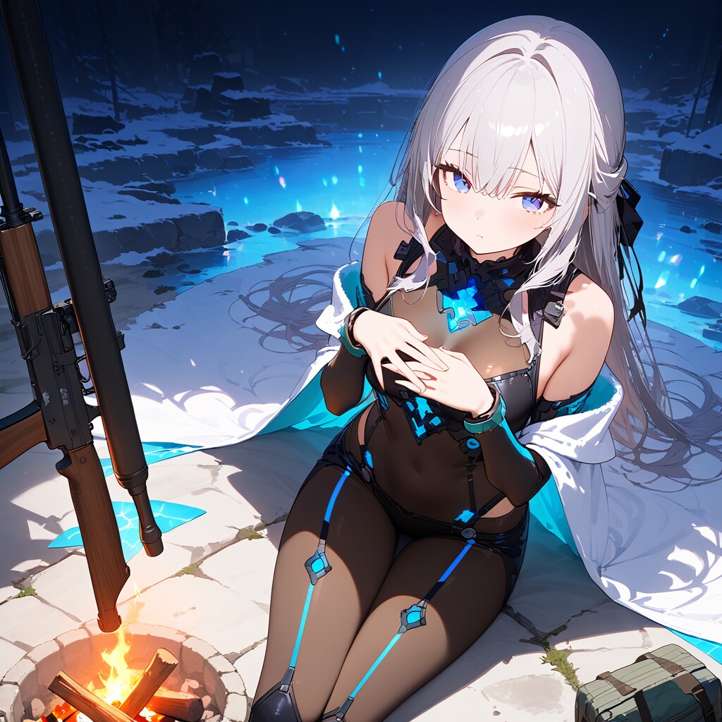 キャンプ中の変身ヒロイン