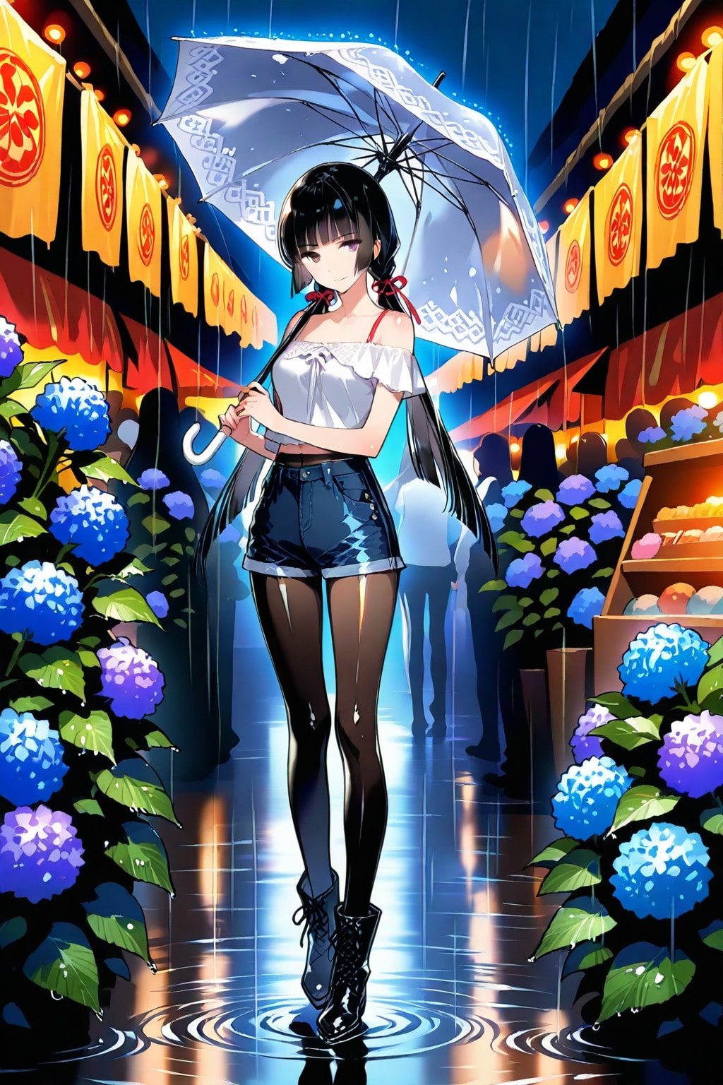 あいにくの雨ですが夜の市場も賑わってますね❤️