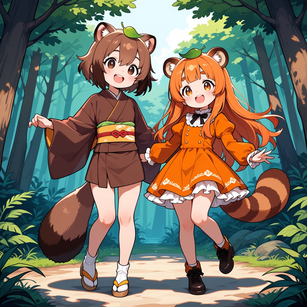 たぬきちゃんとあらいぐまちゃん