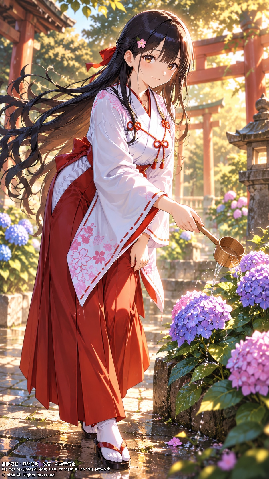 🌸 神楽さん、花のそばで涼むひととき | の人気AIイラスト・グラビア