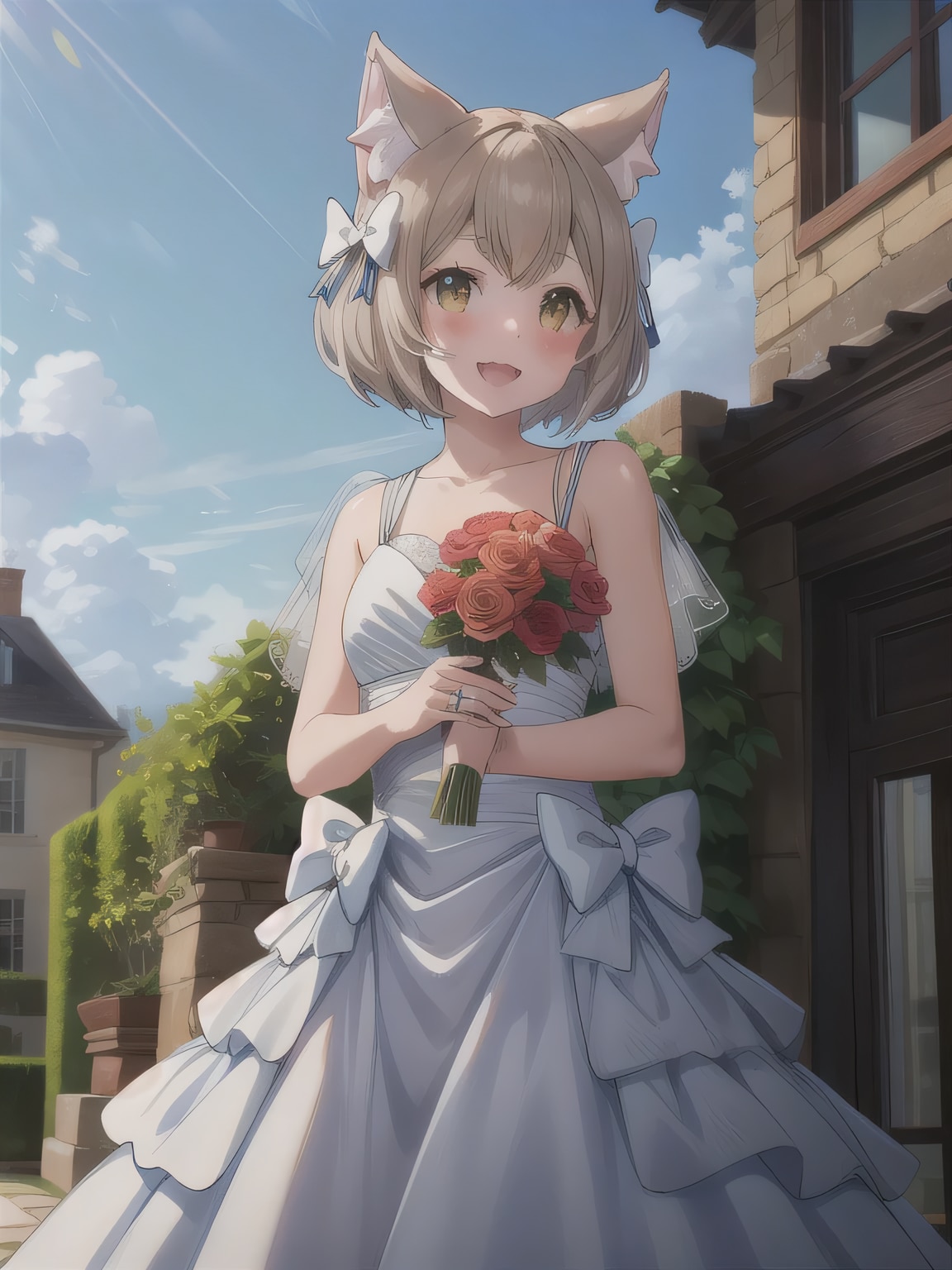 亜麻髪ボブでウェディングの若者 | の人気AIイラスト・グラビア