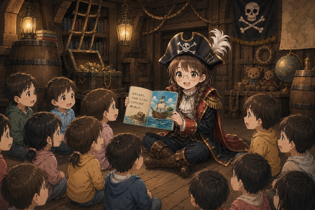 読み聞かせ会・海賊船で読み聞かせ！