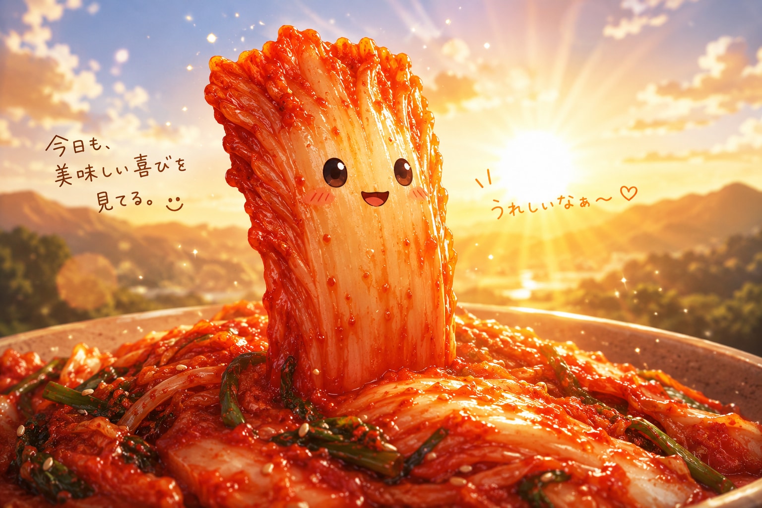 まっすぐなキムチが前を見てる 喜びを見てる