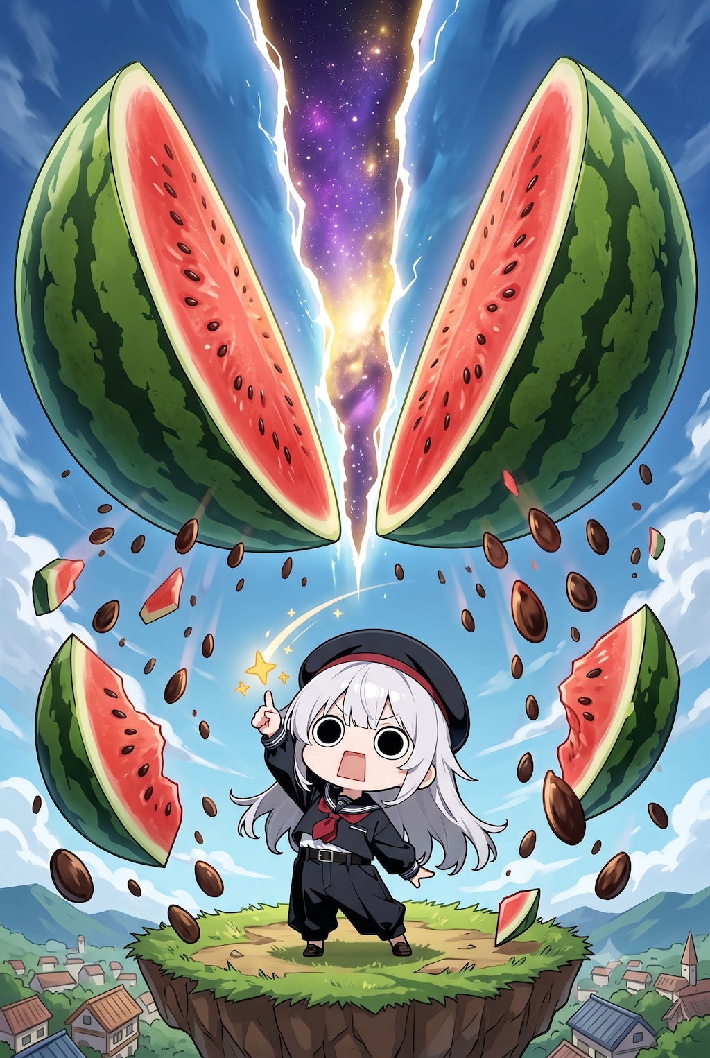 スイカ割りとスカイ割りをやってしまいよったえらいこっちゃ嬢