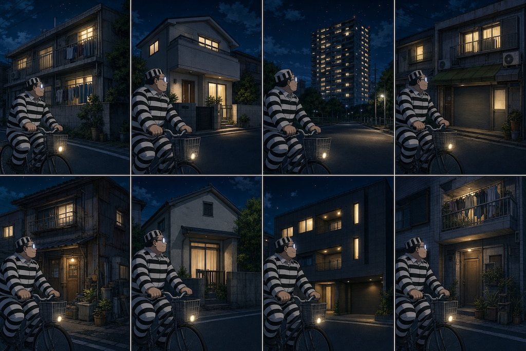 家々の灯りを見やる夜の帰路（みち）　その営みに思いを馳せる