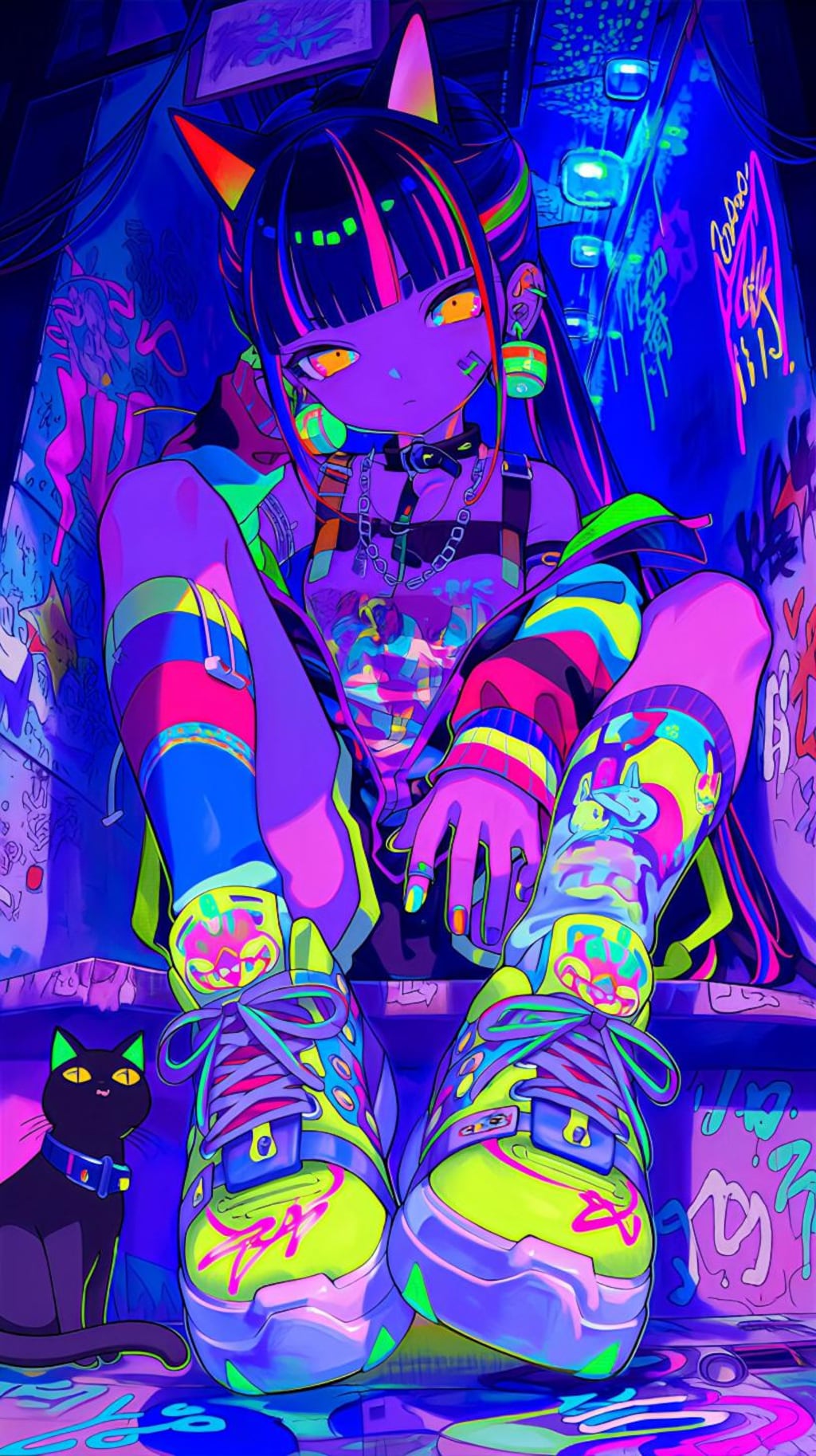 ネオン街の猫耳少女