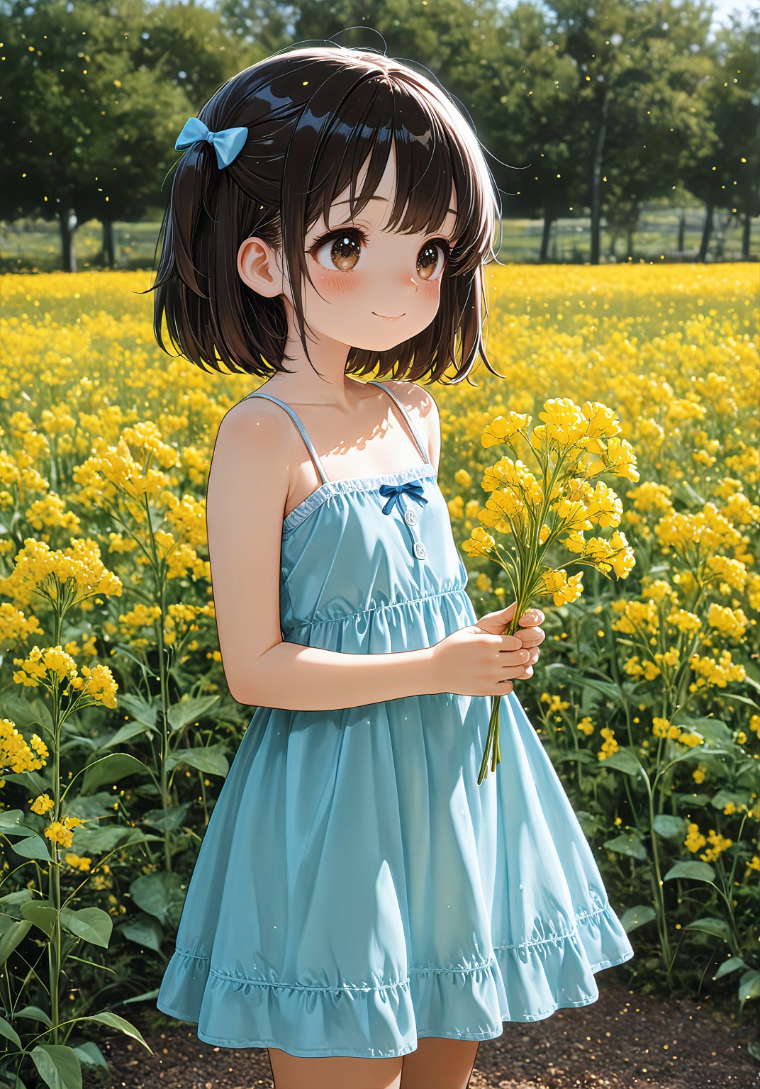 菜の花の中で、きみに微笑む | の人気AIイラスト・グラビア